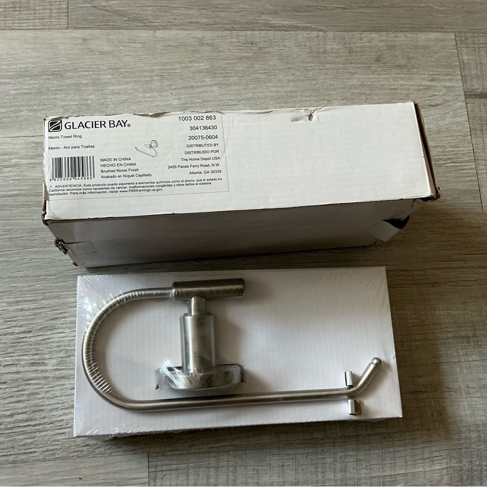 Glacier Bay Menlo Towel Ring Brushed Nickel – New Sealed